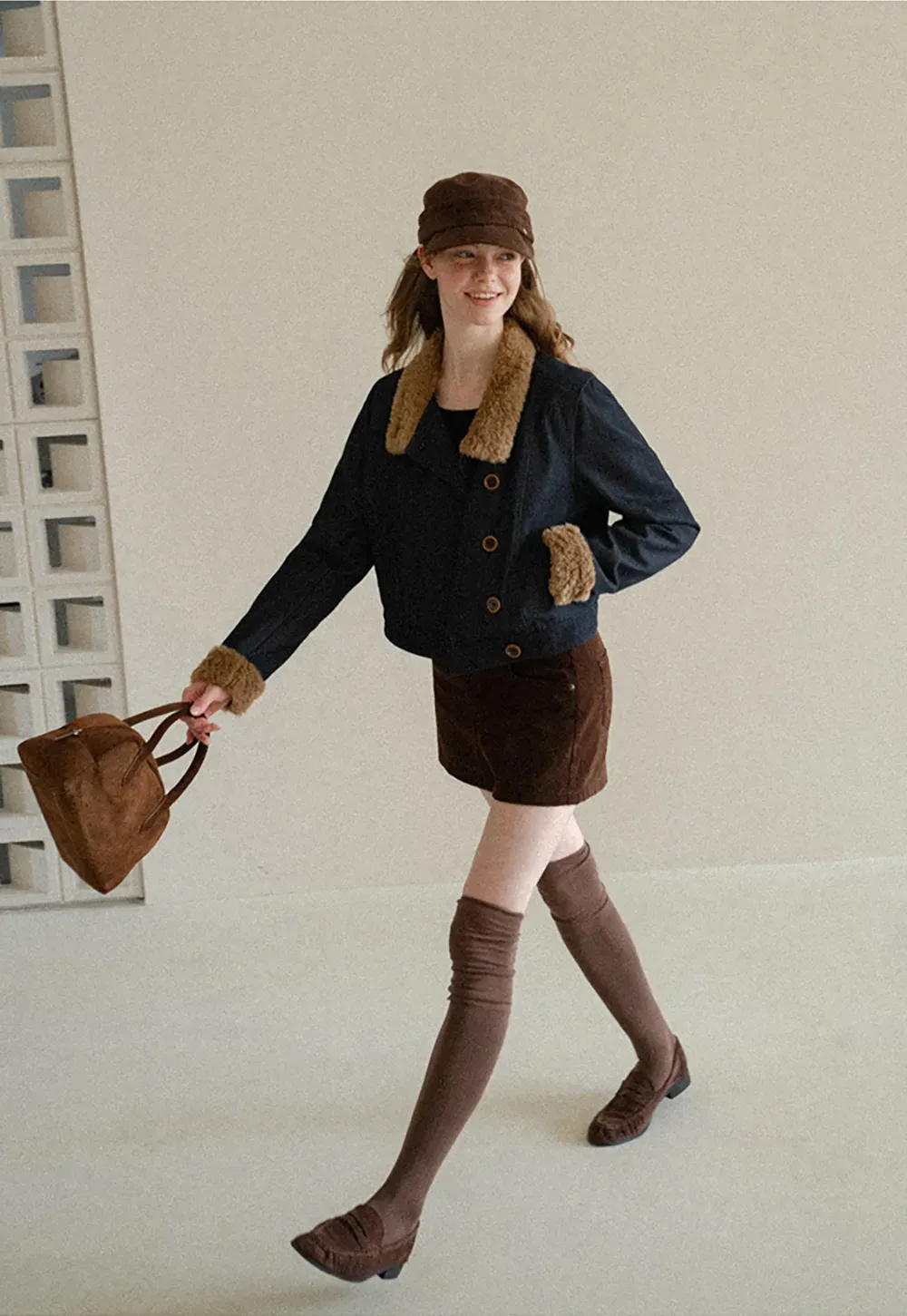High Waist Corduroy Shorts with Belt Loop