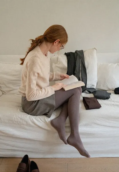 Pleated Houndstooth Patterned Casual Pants
