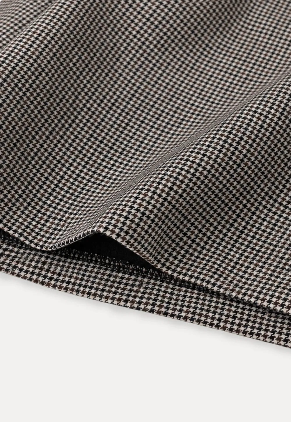 Pleated Houndstooth Patterned Casual Pants