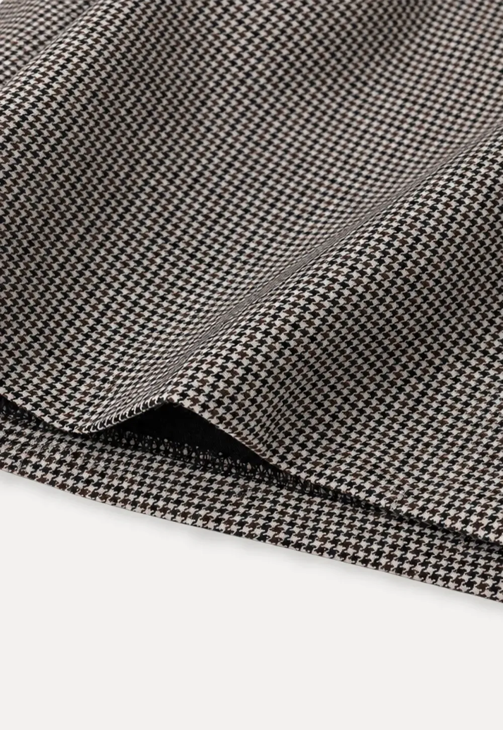 Pleated Houndstooth Patterned Casual Pants