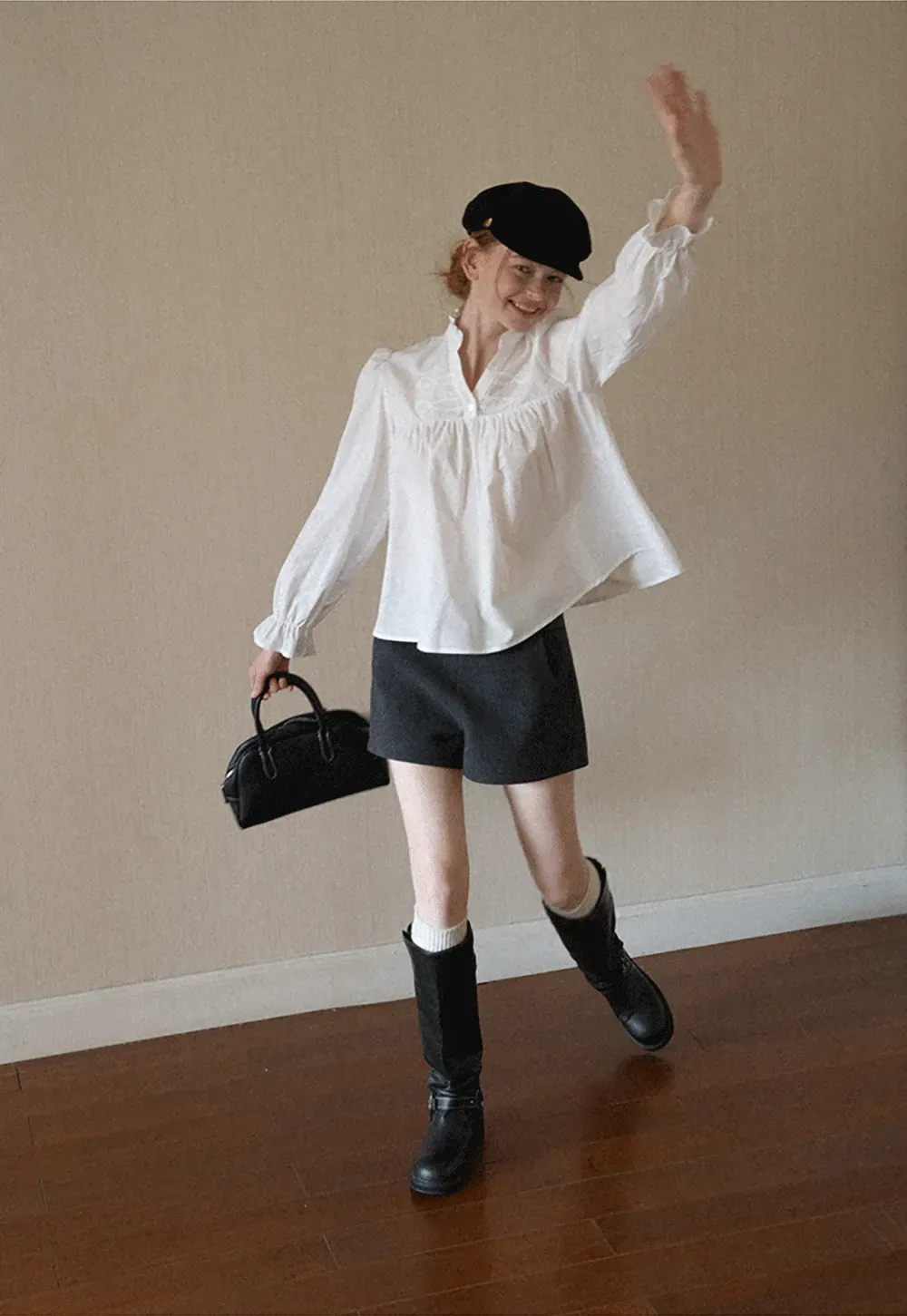 High Waist Button Detail Tailored Shorts