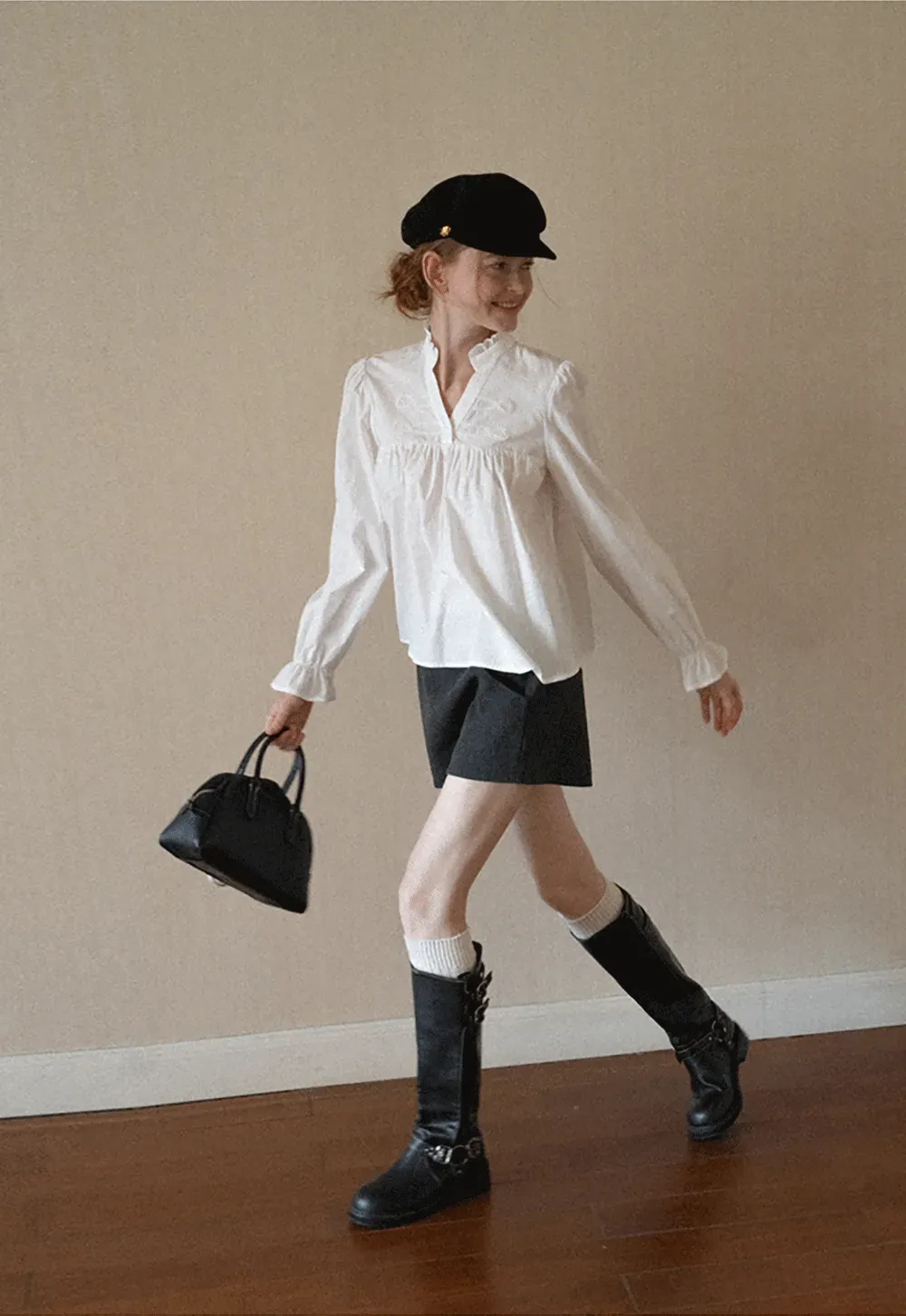 High Waist Button Detail Tailored Shorts