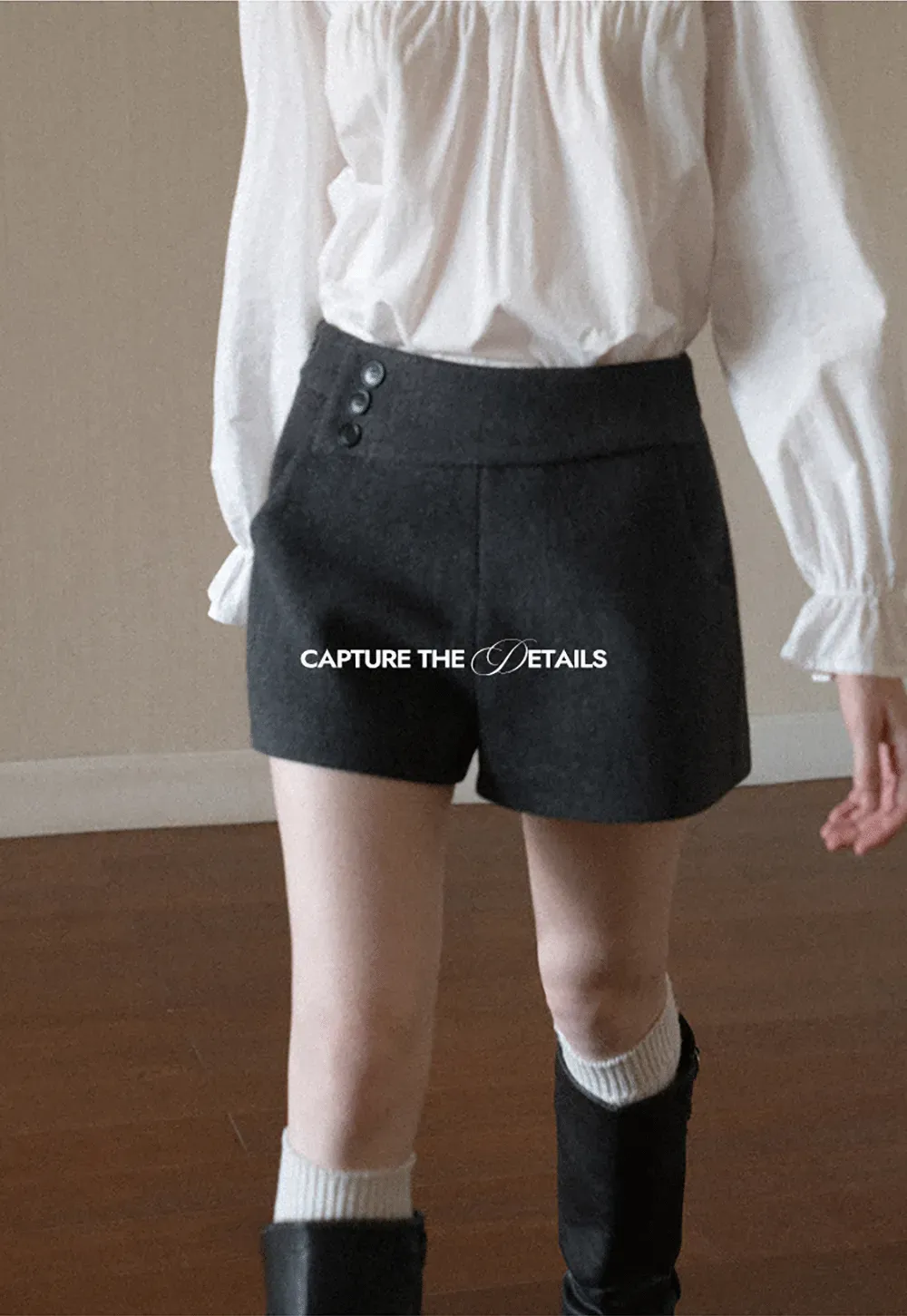 High Waist Button Detail Tailored Shorts