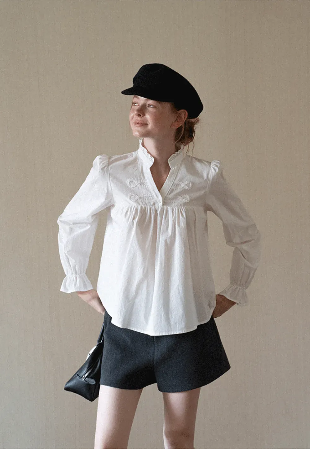 High Waist Button Detail Tailored Shorts
