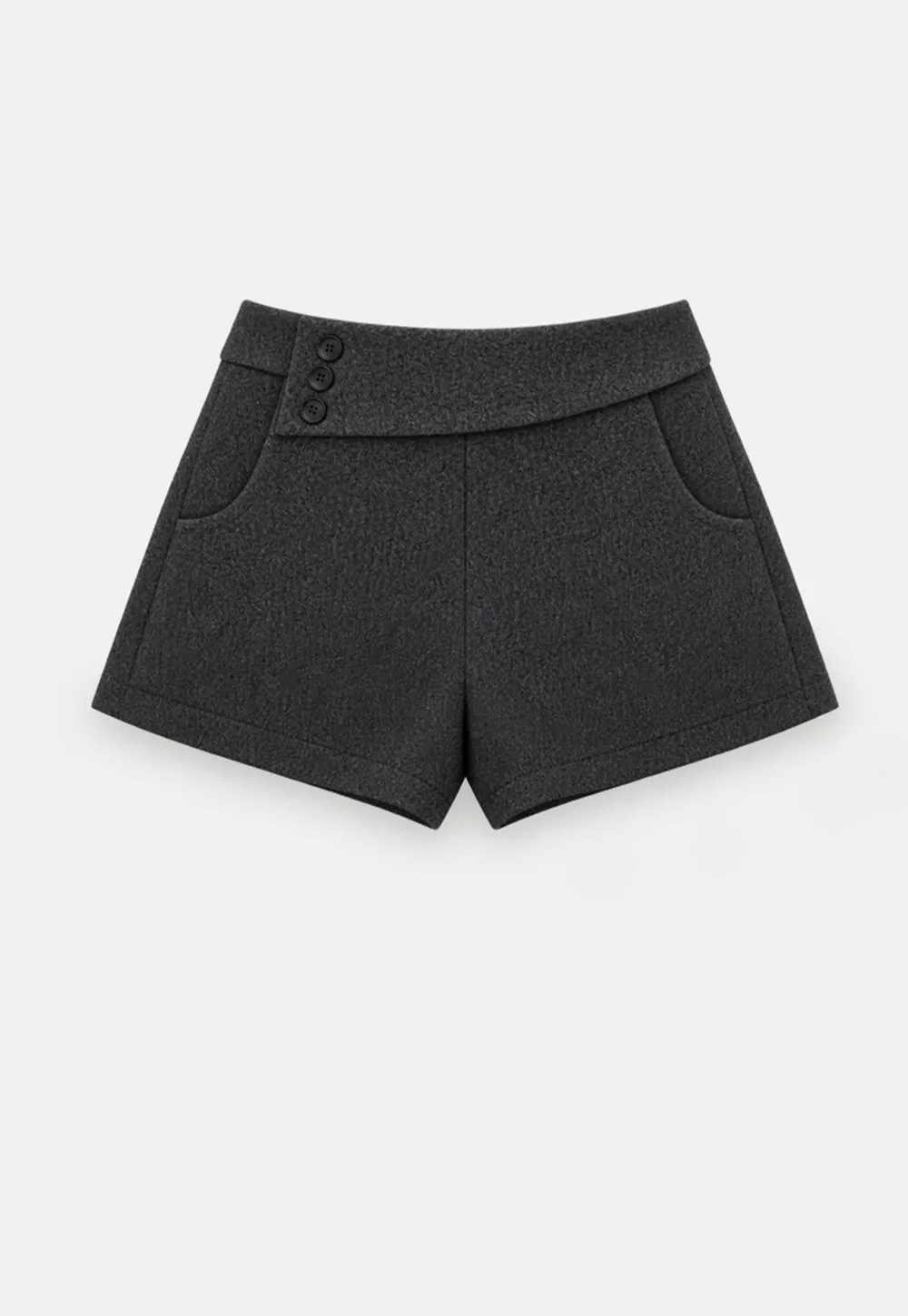 High Waist Button Detail Tailored Shorts