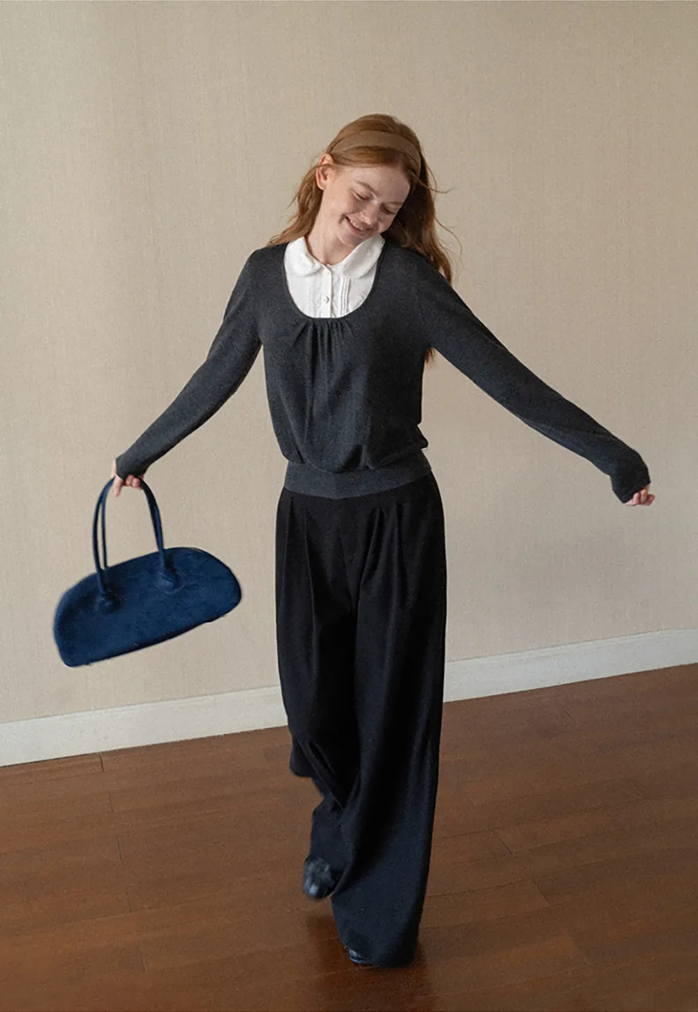 Pleated Wide Leg Casual Pants