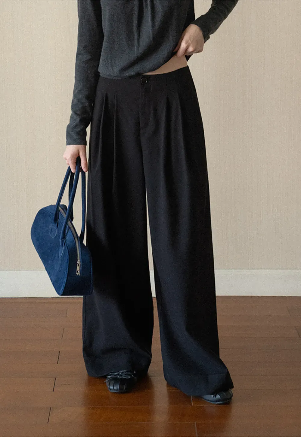 Pleated Wide Leg Casual Pants