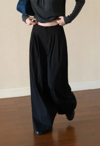 Pleated Wide Leg Casual Pants