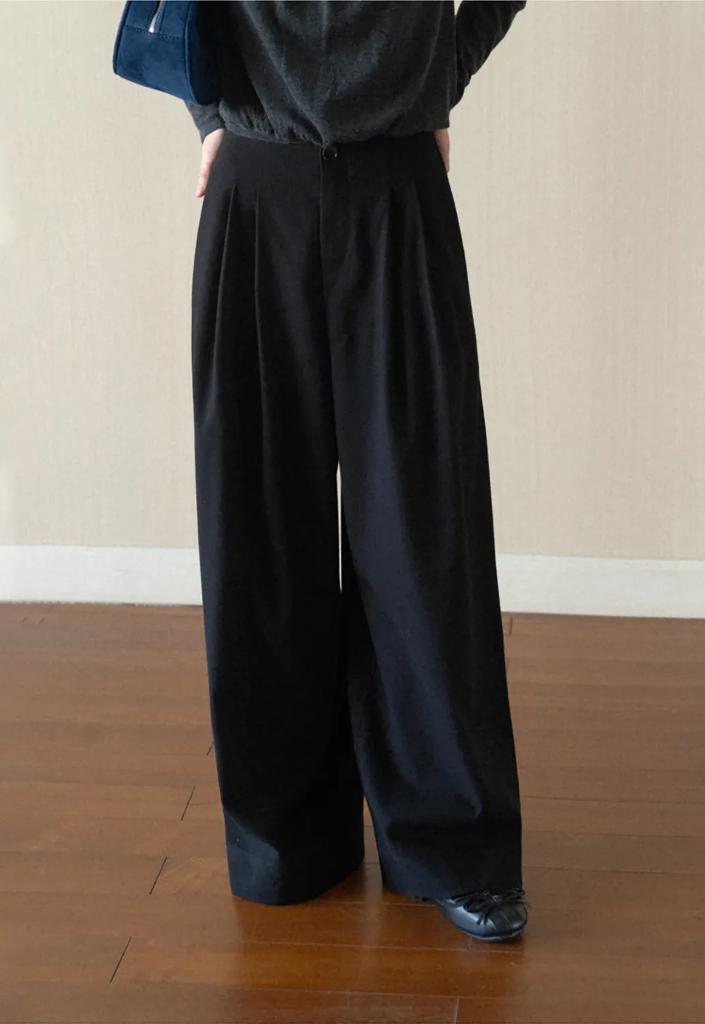 Pleated Wide Leg Casual Pants