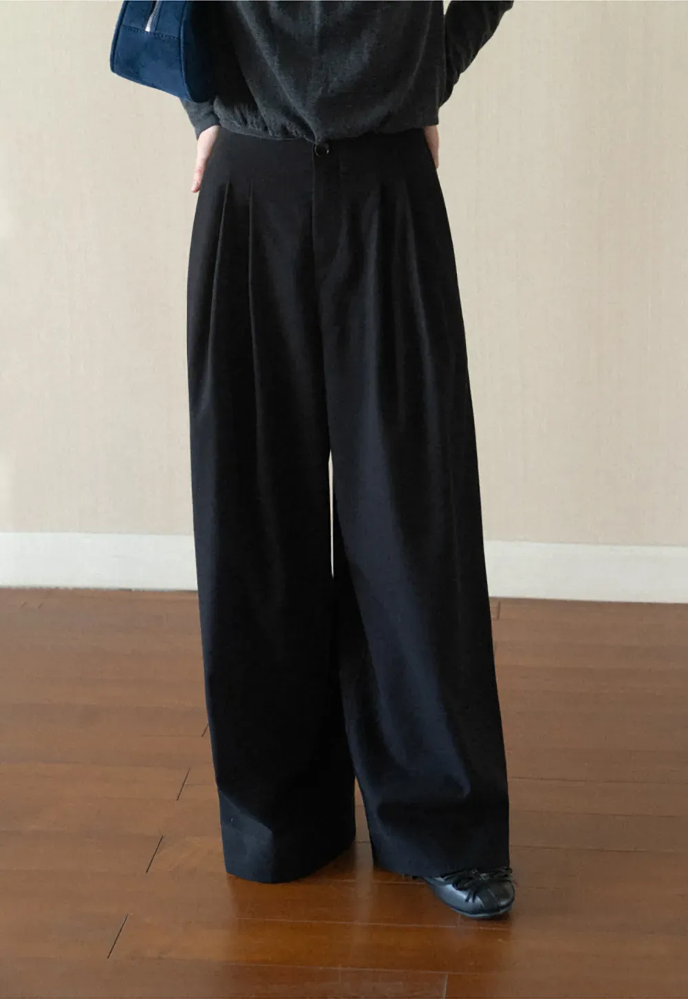 Pleated Wide Leg Casual Pants