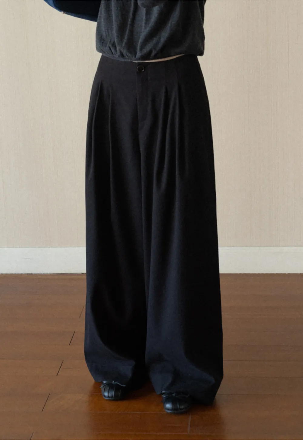 Pleated Wide Leg Casual Pants