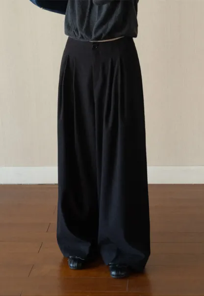 Pleated Wide Leg Casual Pants