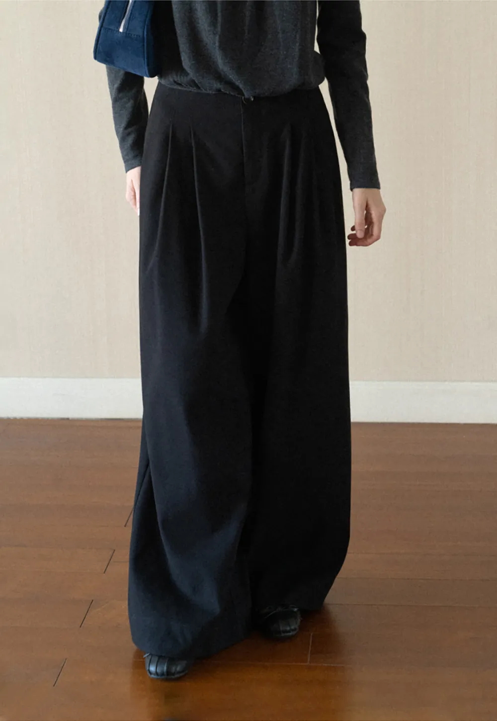 Pleated Wide Leg Casual Pants
