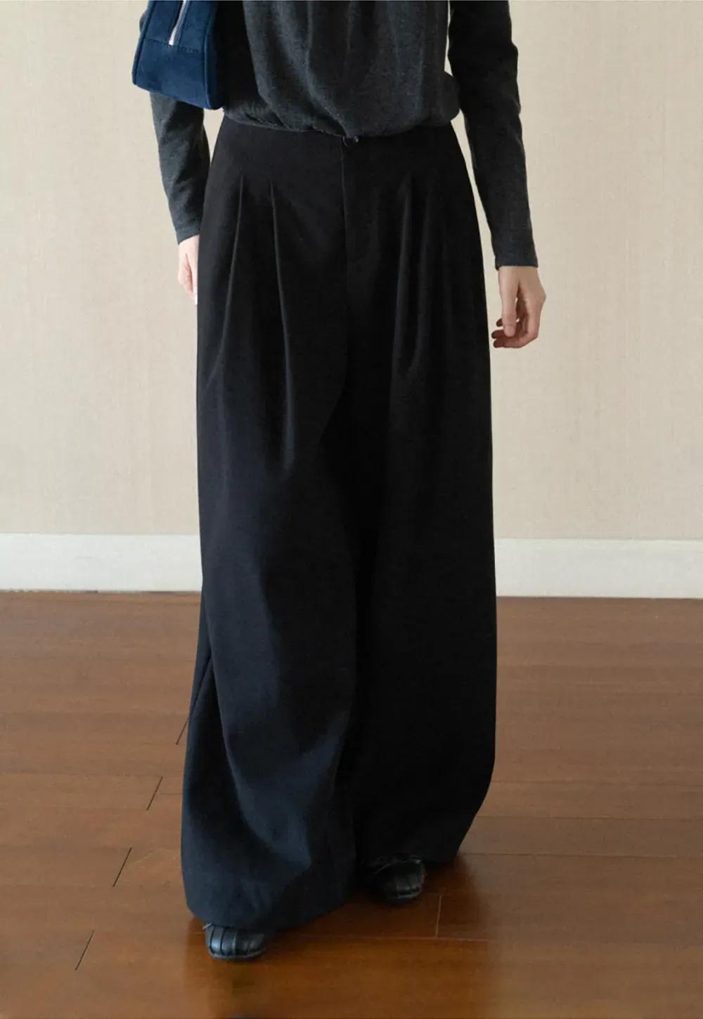 Pleated Wide Leg Casual Pants