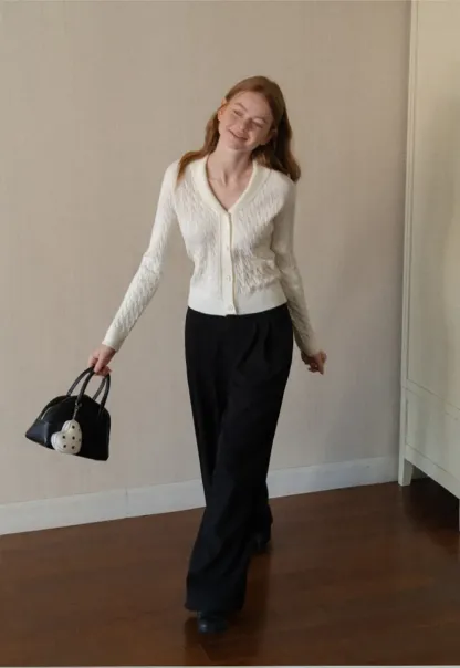 Pleated Wide Leg Casual Pants