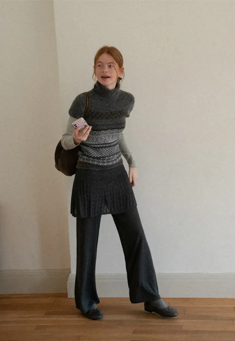 Wide Leg Ribbed Knit Casual Pants