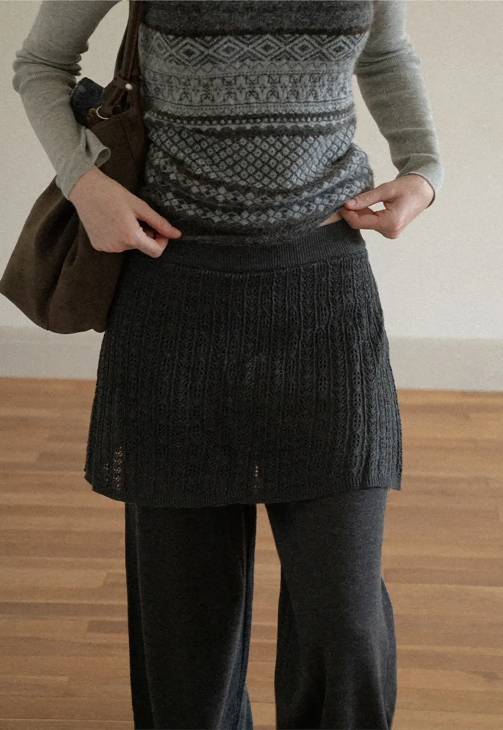 Wide Leg Ribbed Knit Casual Pants