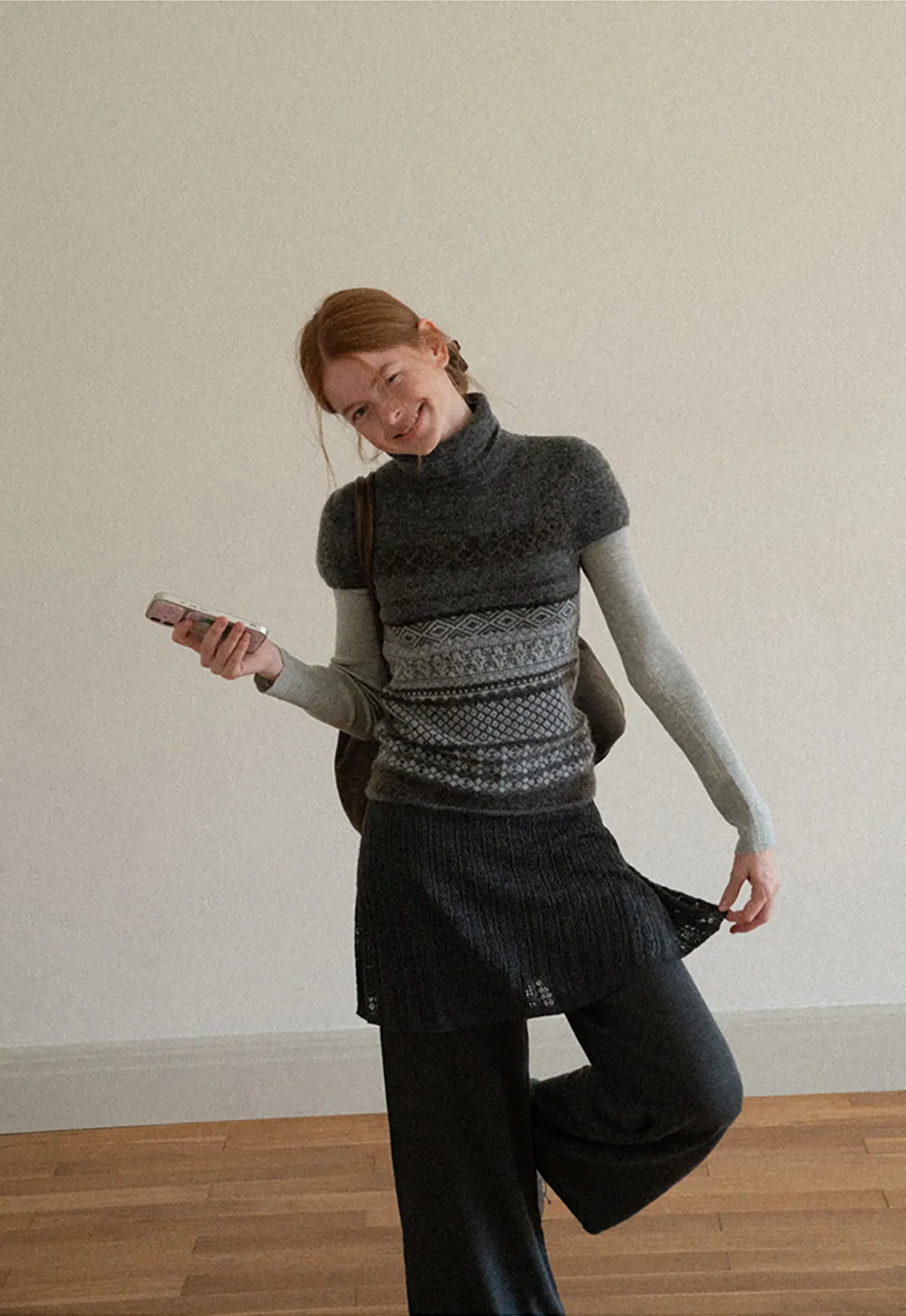 Wide Leg Ribbed Knit Casual Pants