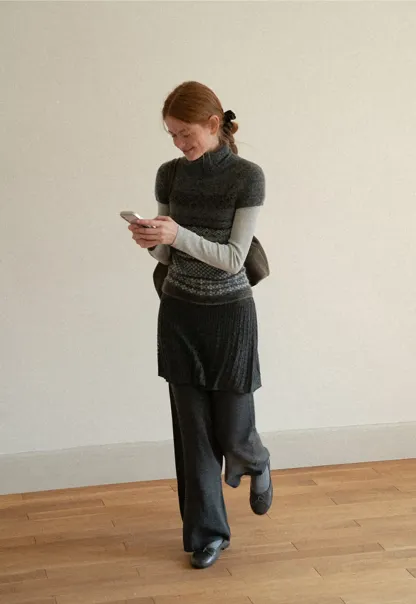 Wide Leg Ribbed Knit Casual Pants