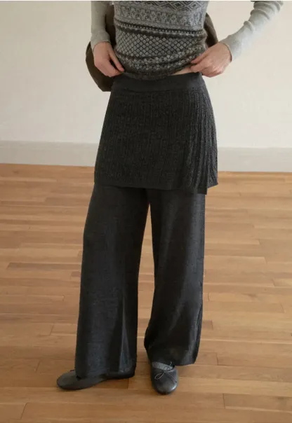 Wide Leg Ribbed Knit Casual Pants