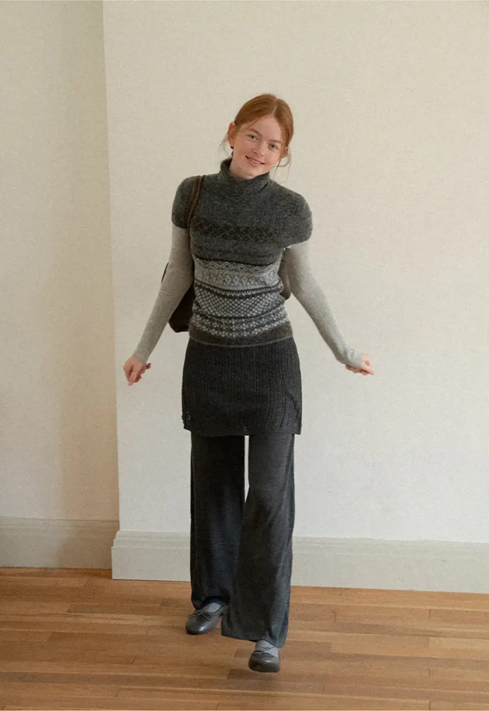 Wide Leg Ribbed Knit Casual Pants