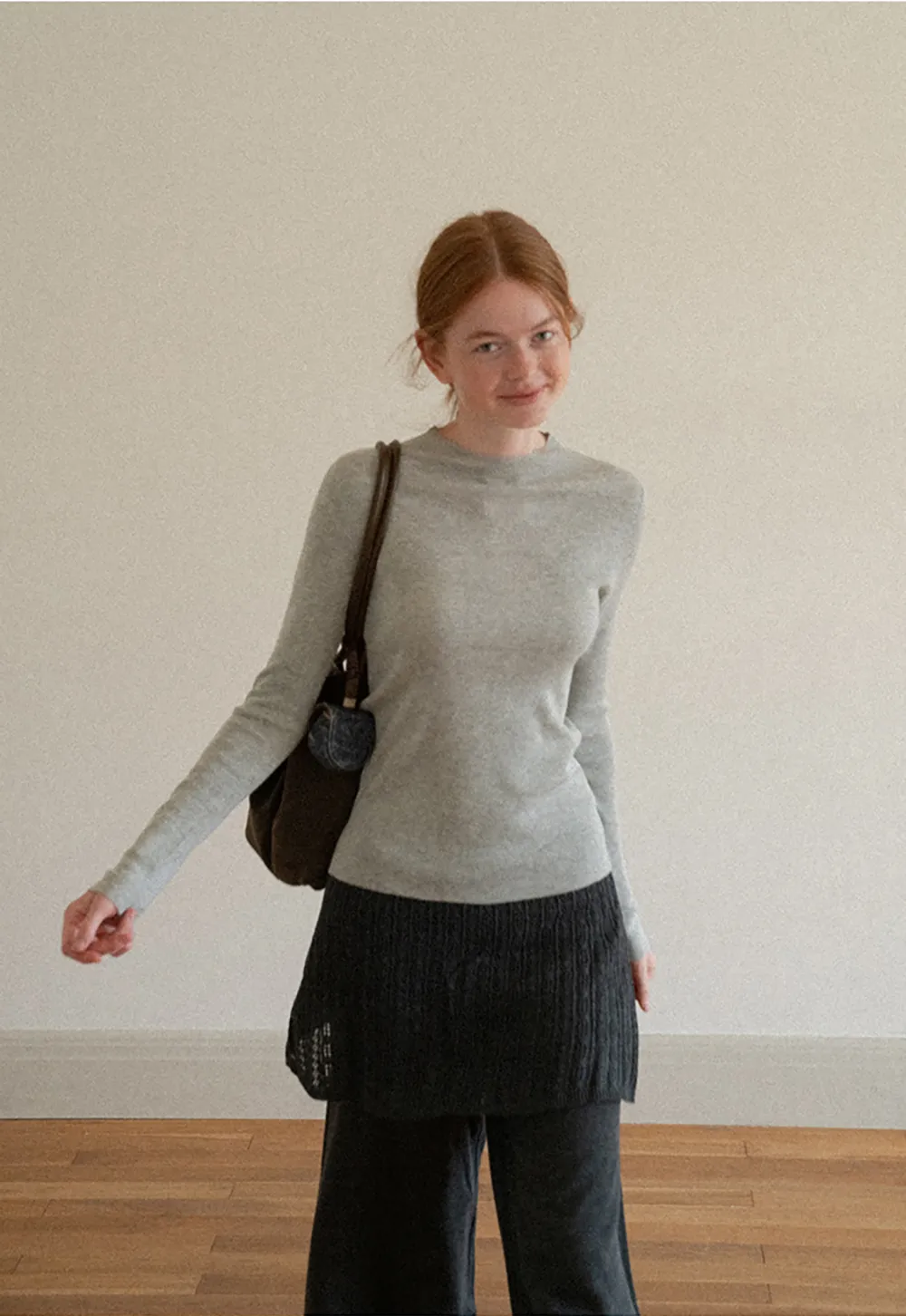 Wide Leg Ribbed Knit Casual Pants