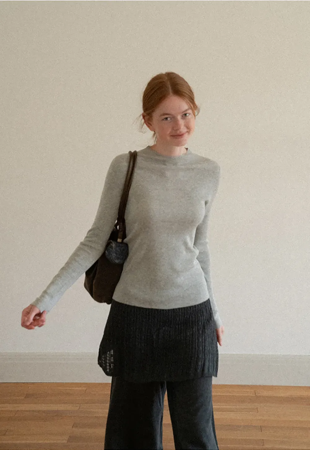 Wide Leg Ribbed Knit Casual Pants