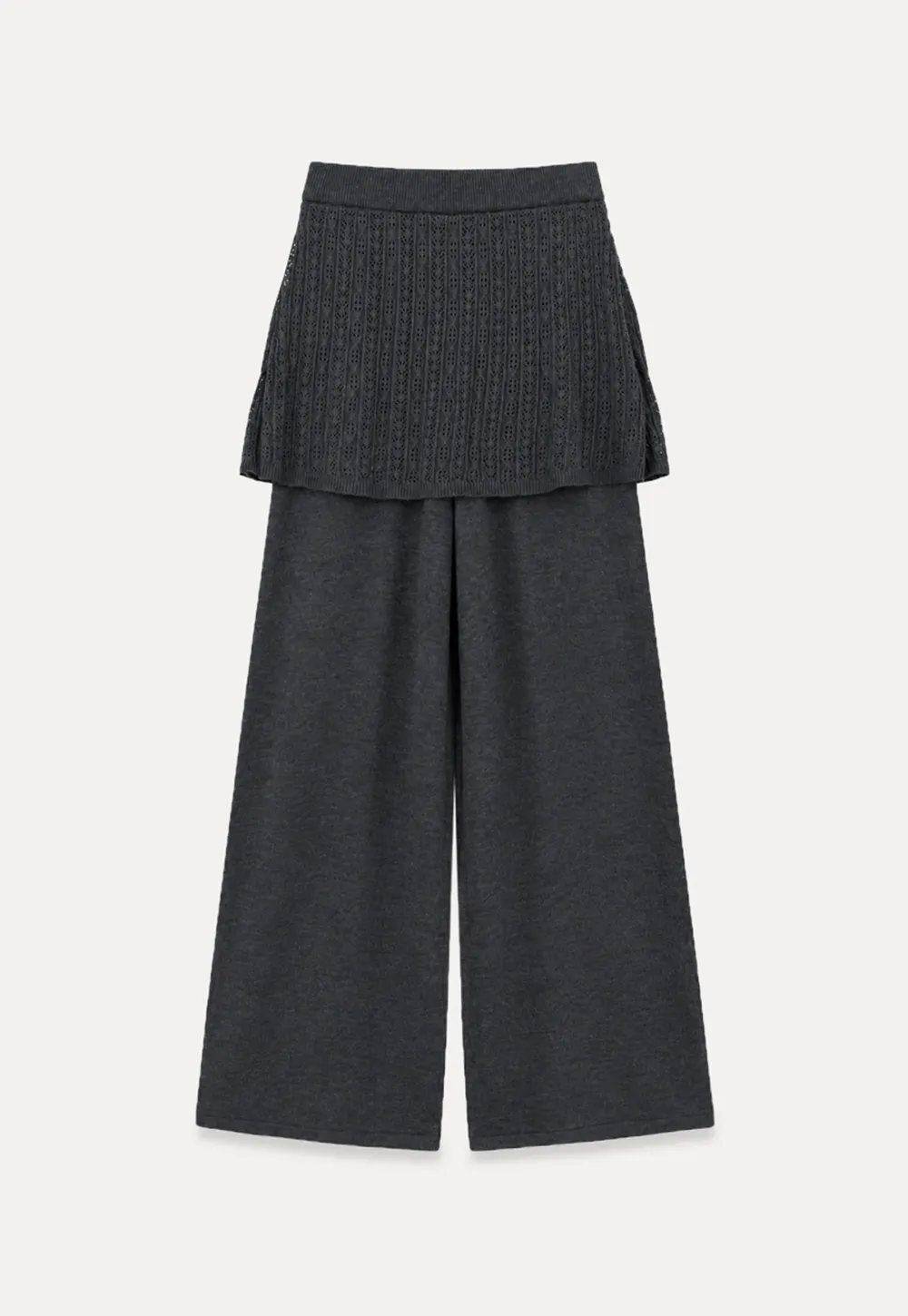 Wide Leg Ribbed Knit Casual Pants