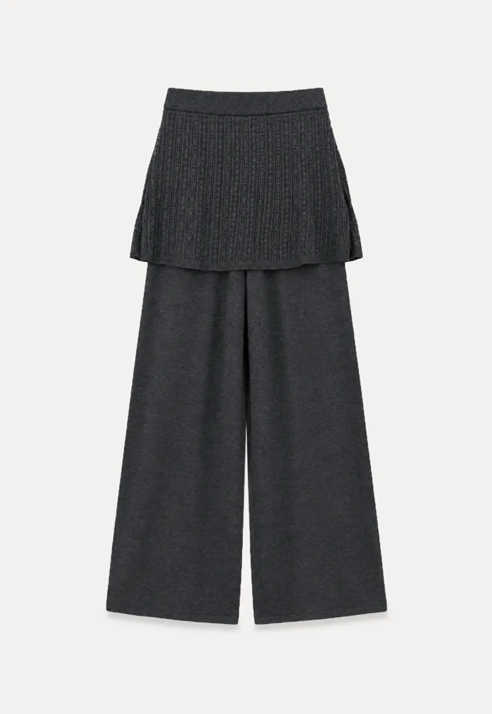 Wide Leg Ribbed Knit Casual Pants