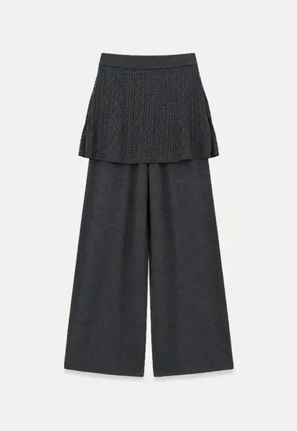 Wide Leg Ribbed Knit Casual Pants