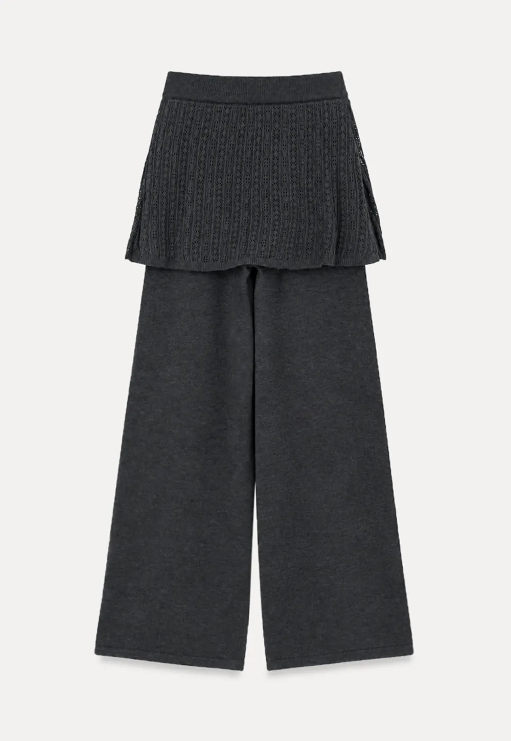 Wide Leg Ribbed Knit Casual Pants