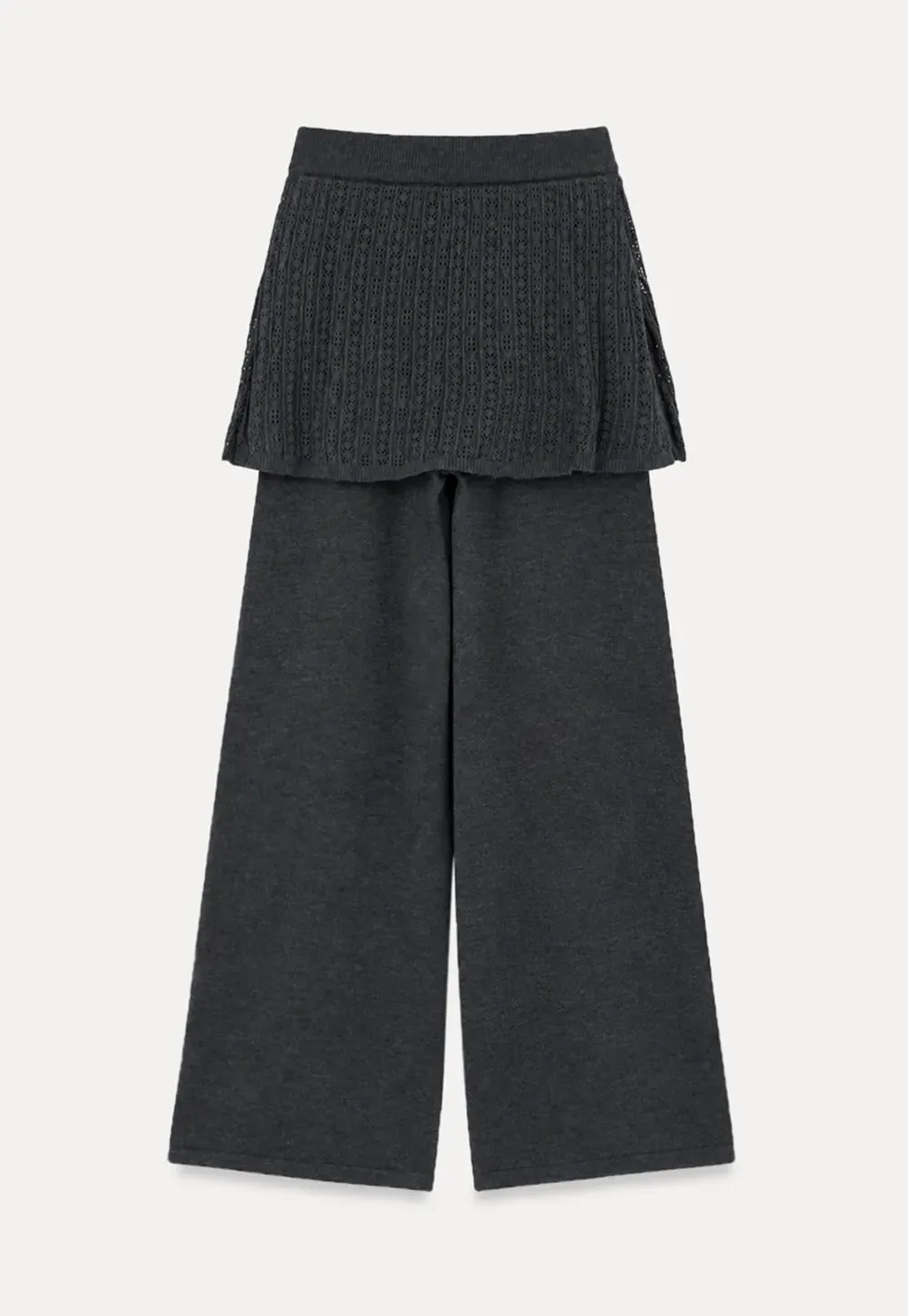 Wide Leg Ribbed Knit Casual Pants