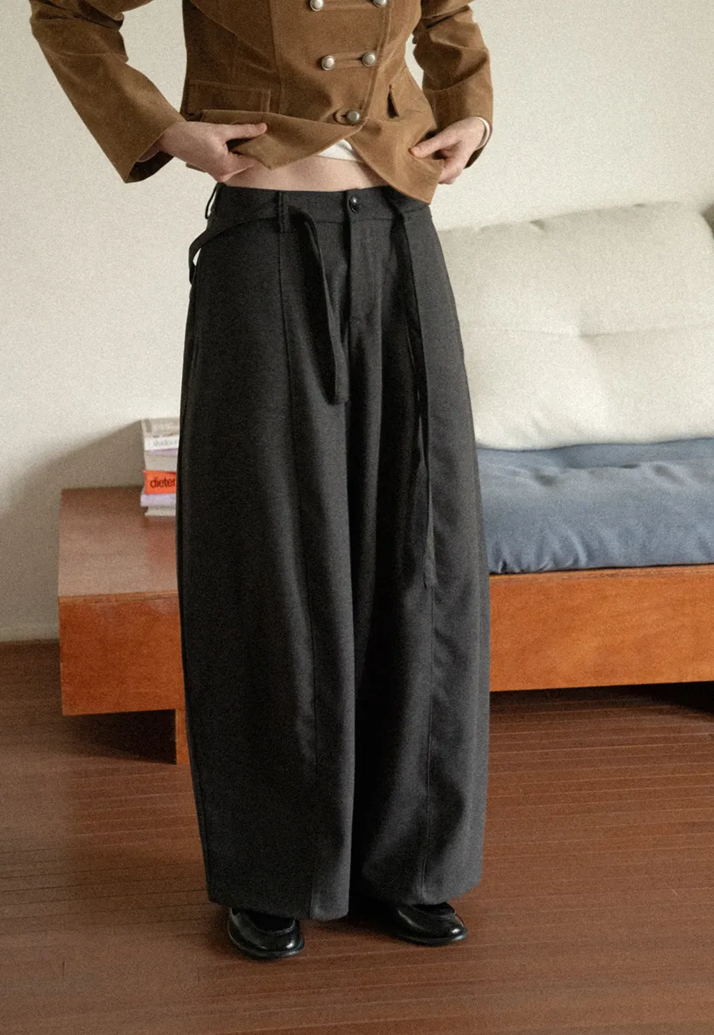 High Waist Wide Leg Pleated Casual Pants