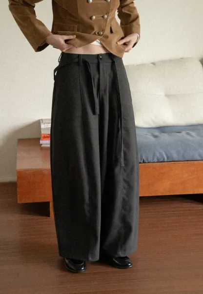 High Waist Wide Leg Pleated Casual Pants