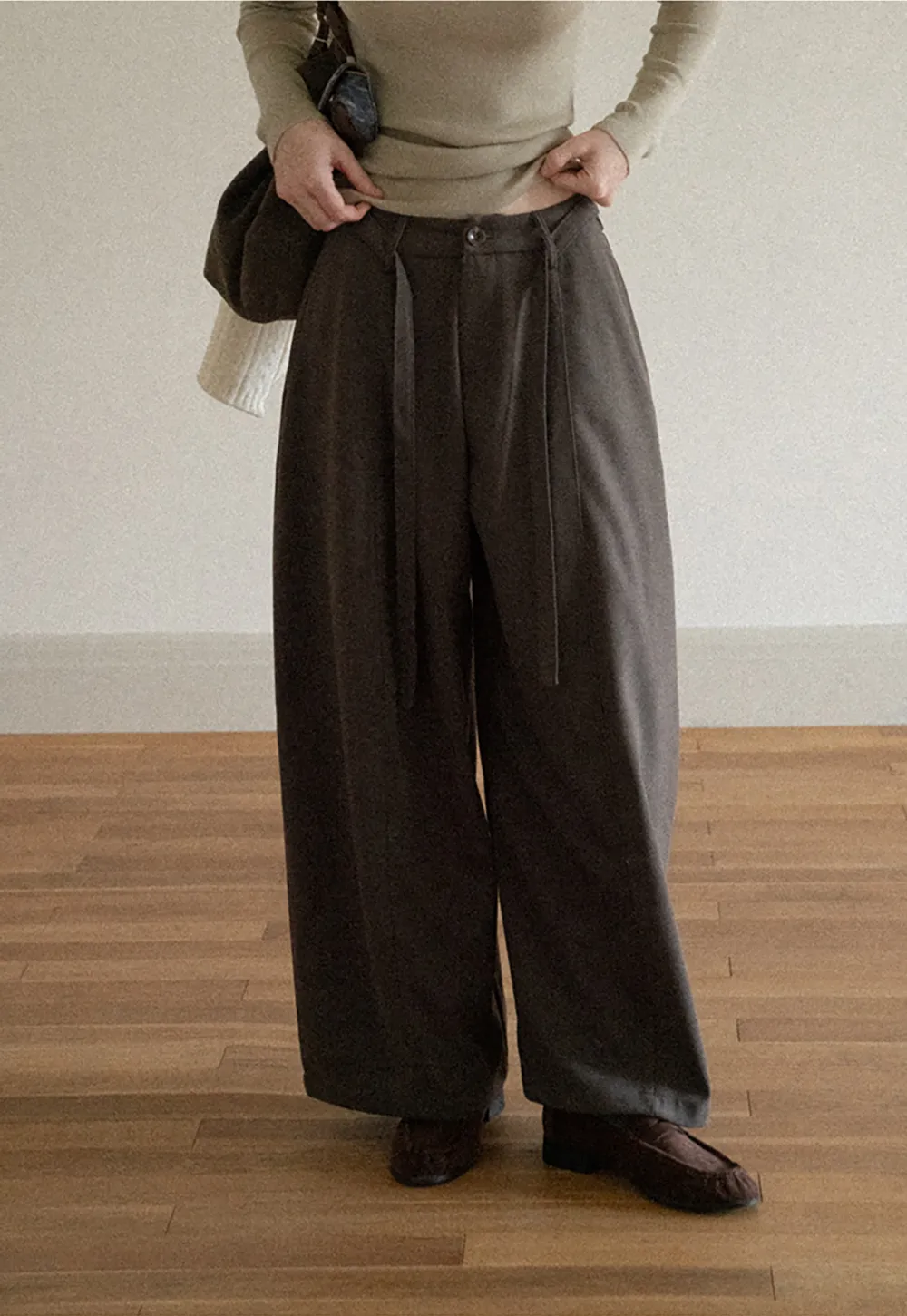 High Waist Wide Leg Pleated Casual Pants
