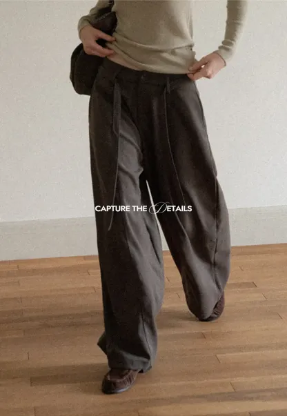 High Waist Wide Leg Pleated Casual Pants