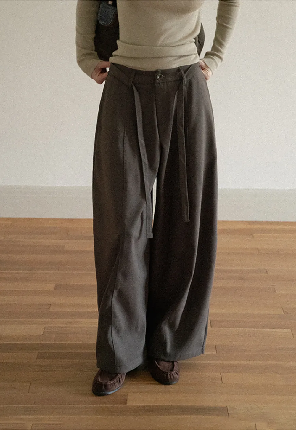 High Waist Wide Leg Pleated Casual Pants