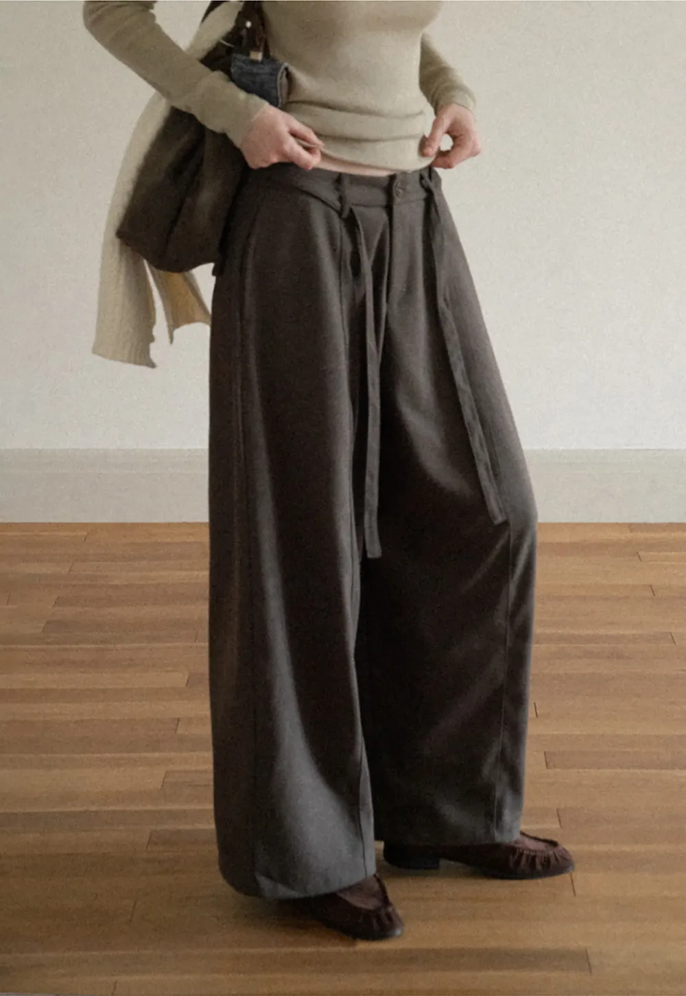 High Waist Wide Leg Pleated Casual Pants