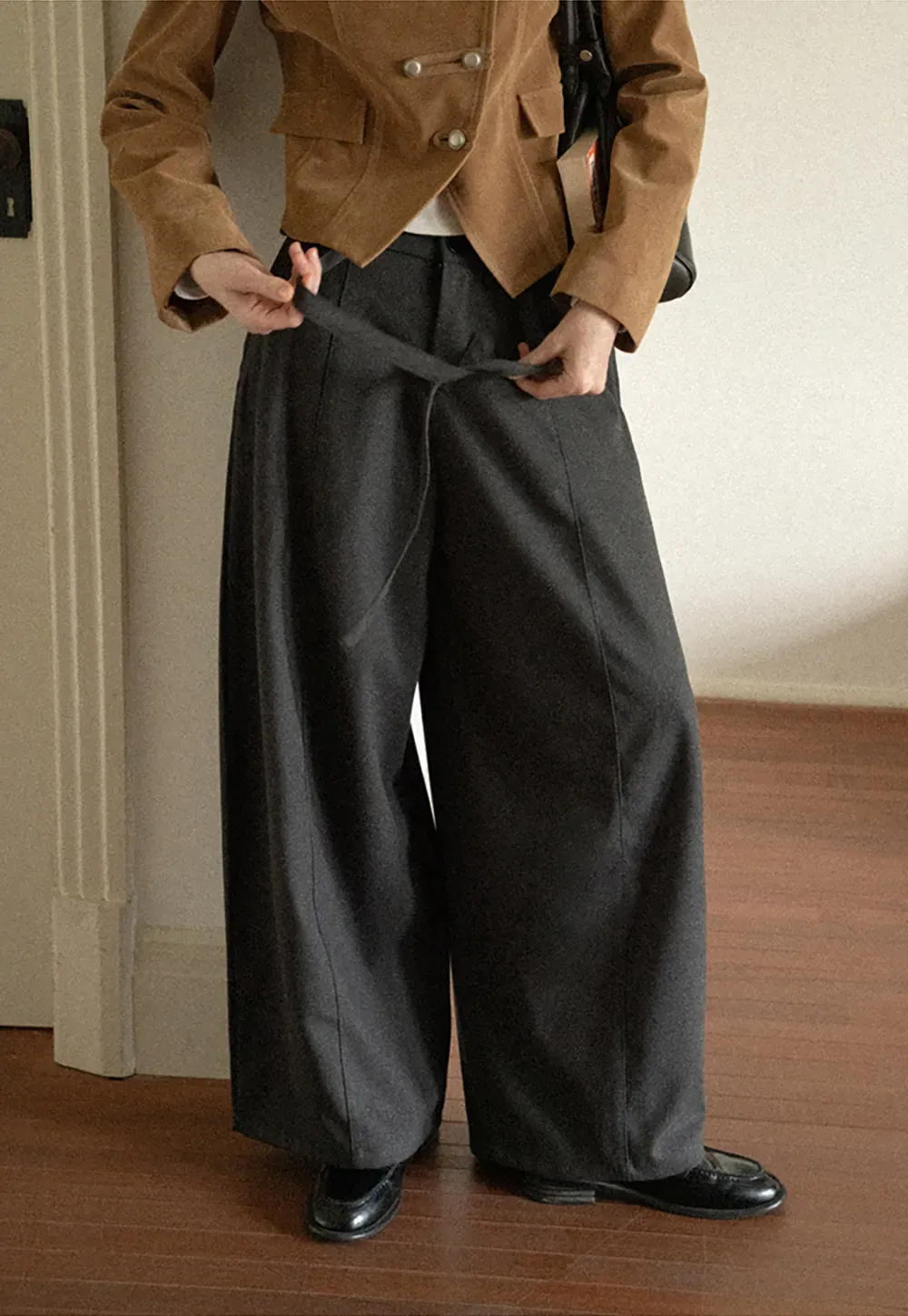 High Waist Wide Leg Pleated Casual Pants
