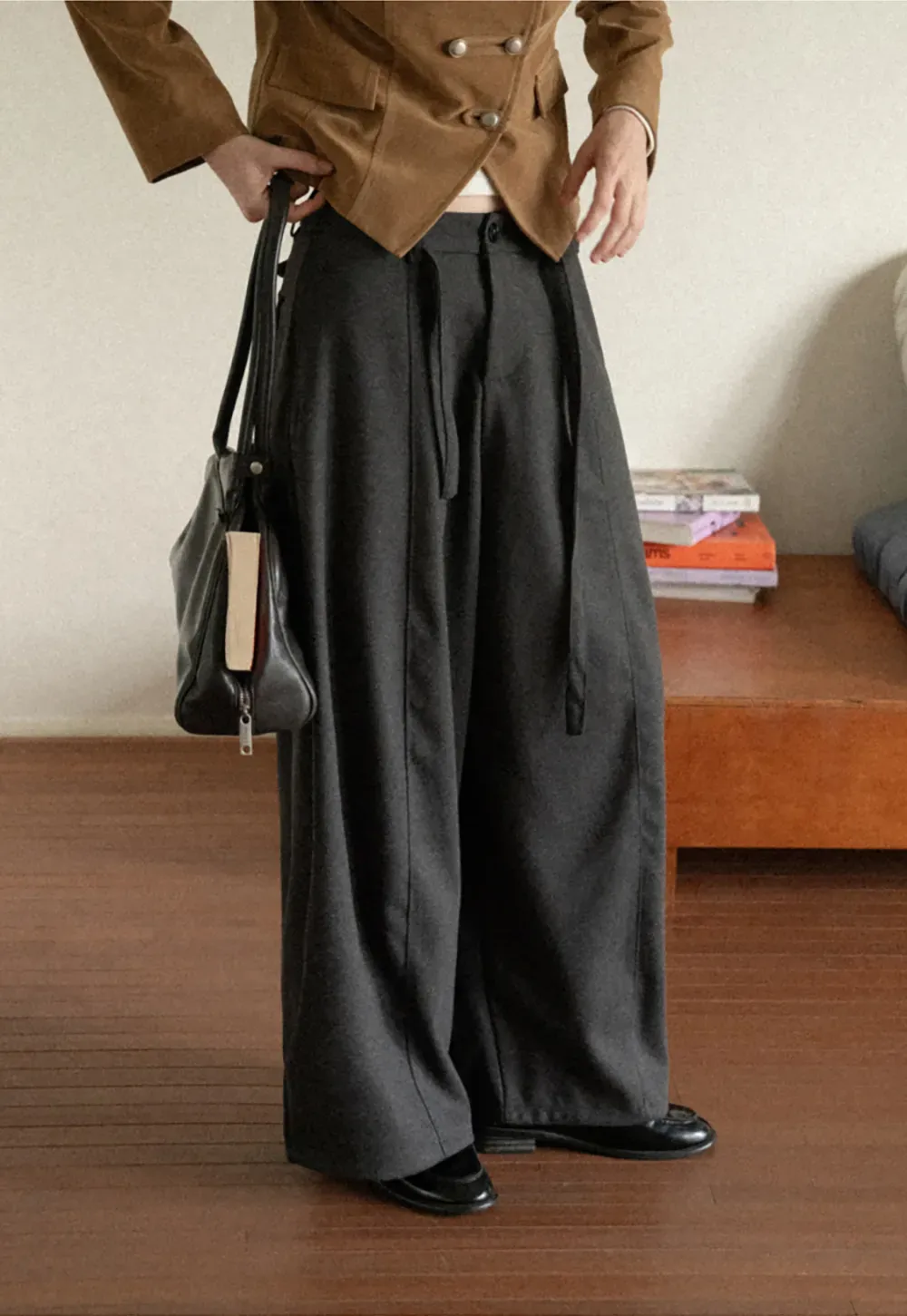 High Waist Wide Leg Pleated Casual Pants