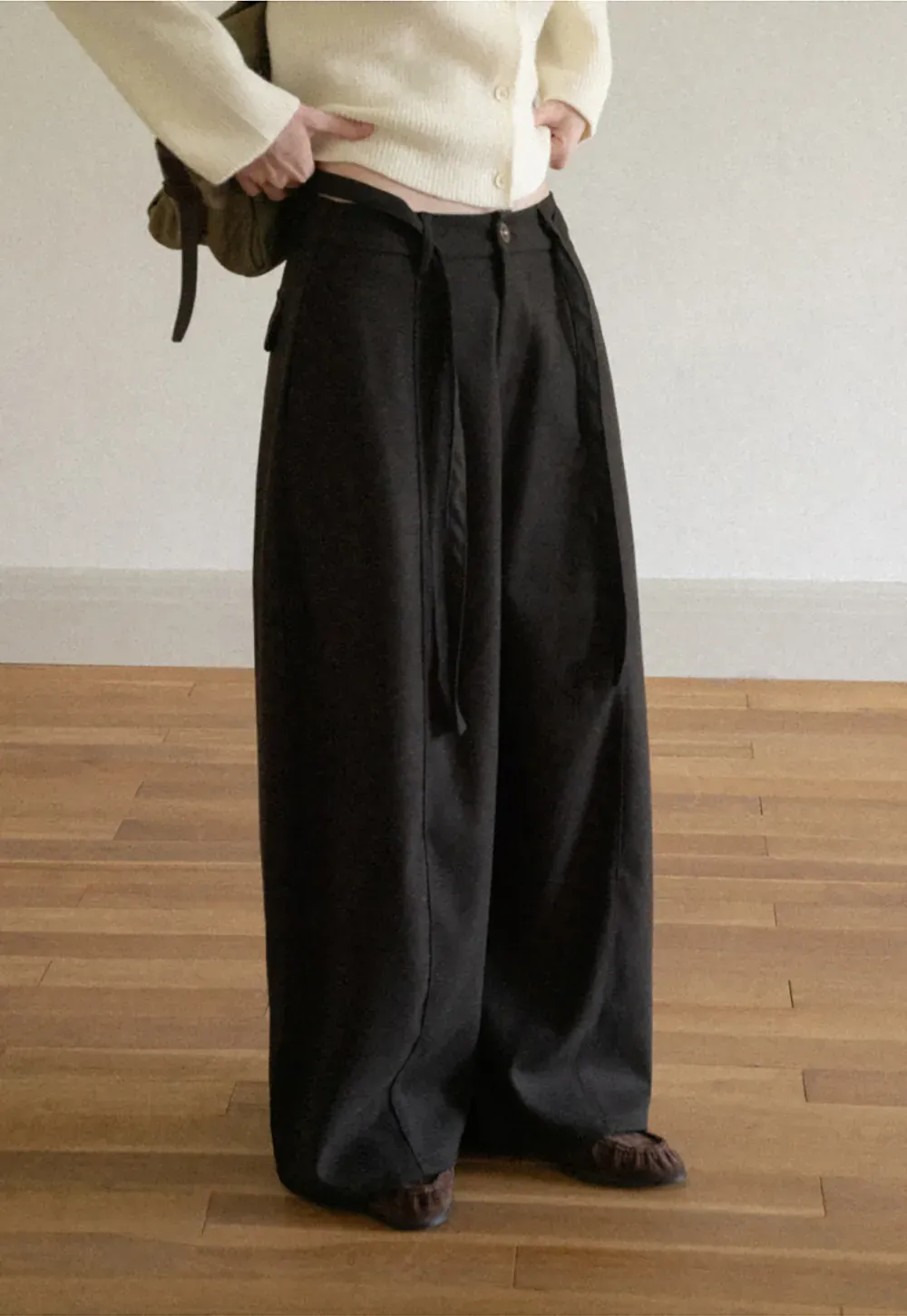 High Waist Wide Leg Pleated Casual Pants