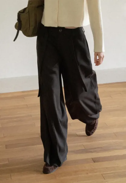 High Waist Wide Leg Pleated Casual Pants