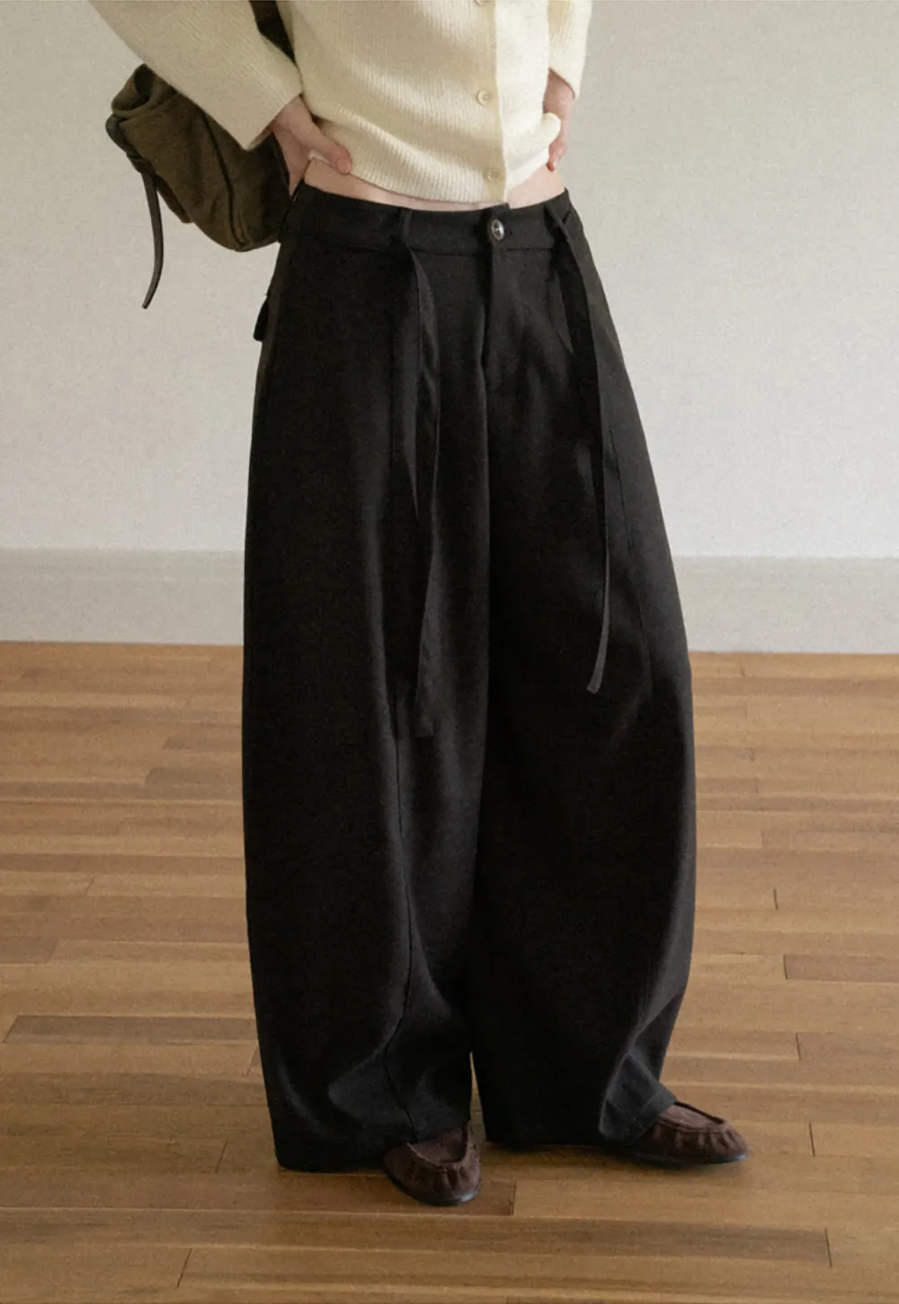 High Waist Wide Leg Pleated Casual Pants
