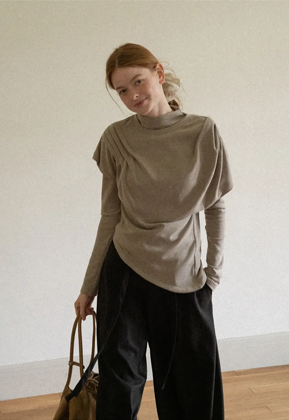 High Waist Wide Leg Pleated Casual Pants