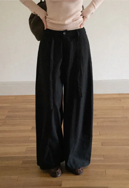 High Waist Wide Leg Pleated Casual Pants