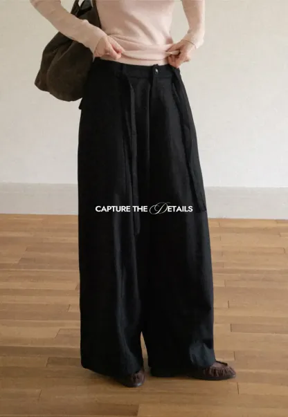 High Waist Wide Leg Pleated Casual Pants