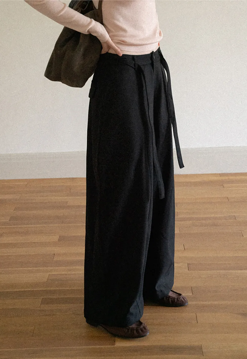 High Waist Wide Leg Pleated Casual Pants