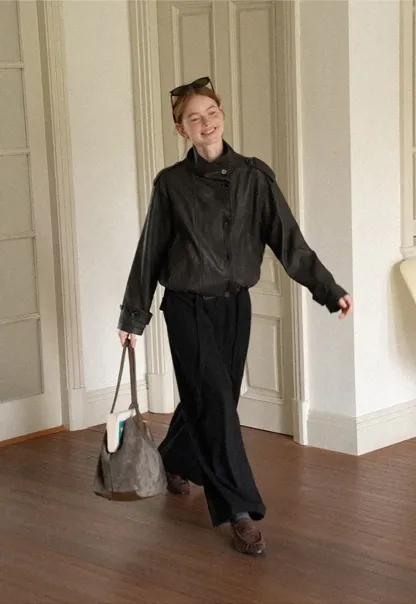 High Waist Wide Leg Pleated Casual Pants