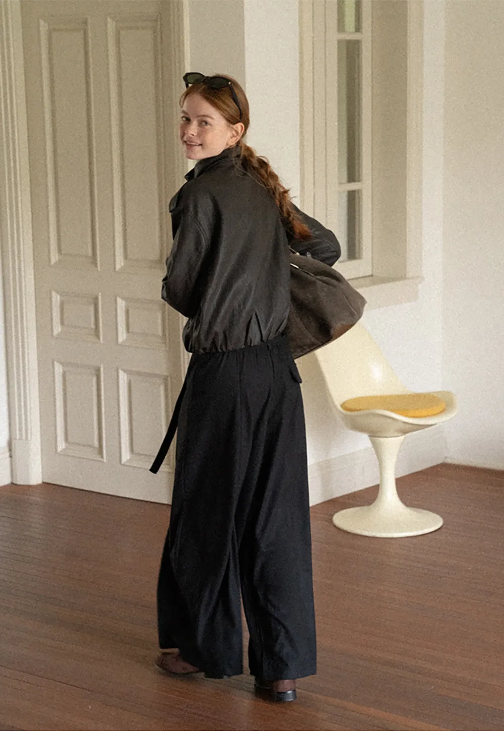 High Waist Wide Leg Pleated Casual Pants