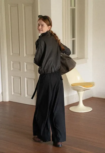 High Waist Wide Leg Pleated Casual Pants
